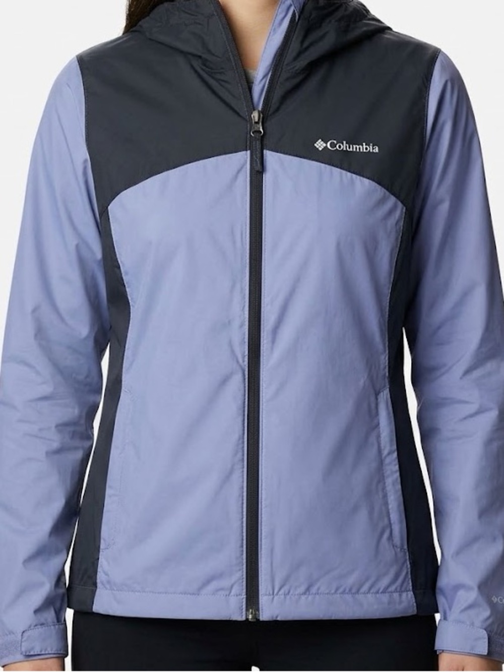 Columbia women’s Lavender-Blue and Black Hooded Windbreaker